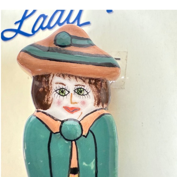 Ganz Susan Paley Lady Pin Tammy  Hand Painted Ceramic Figurine Brooch Green - Picture 6 of 11